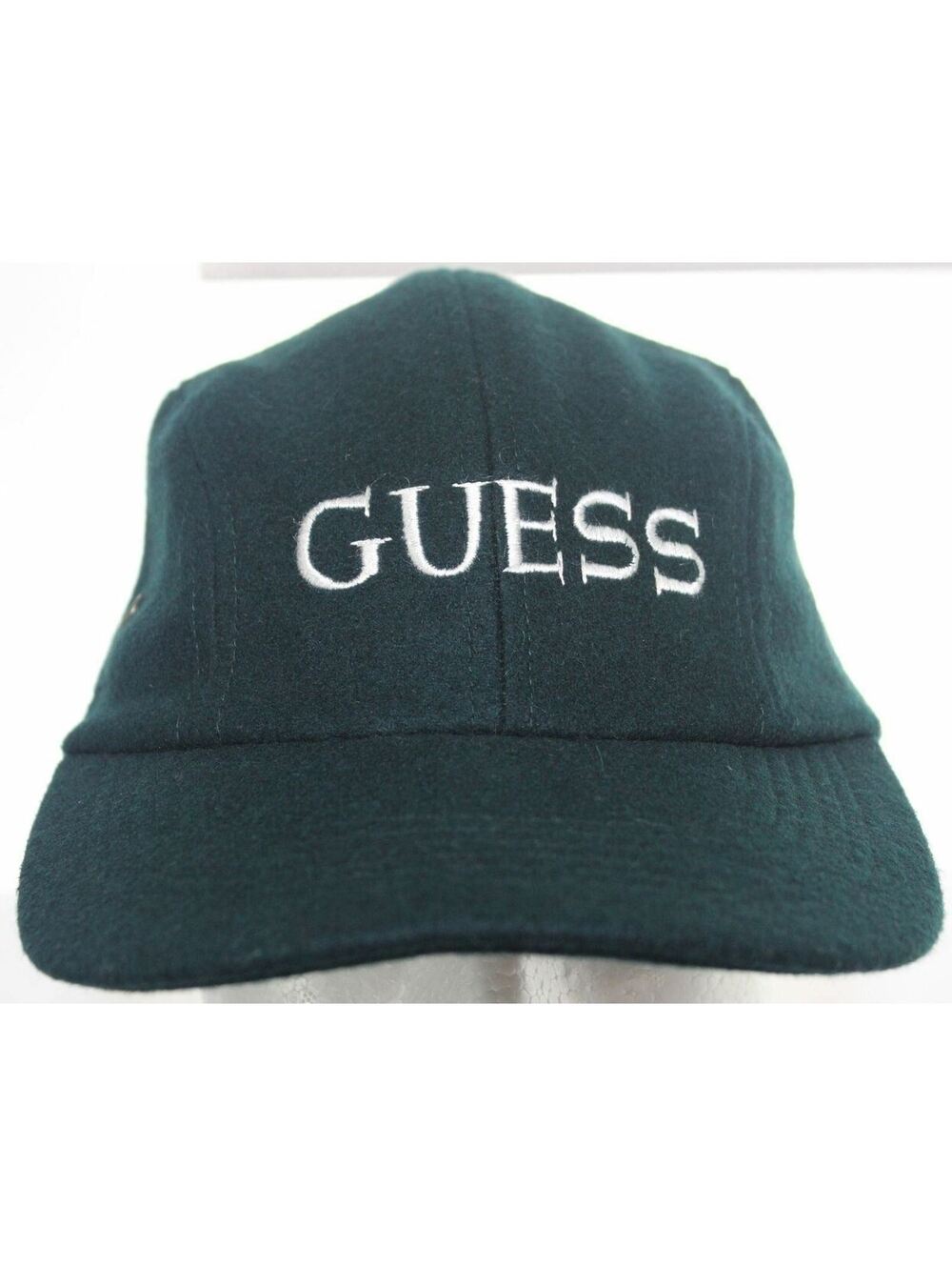 Vintage Guess U.S.A Wool Viscose Green Hat Adult Stretch Fitted Cap Made in USA